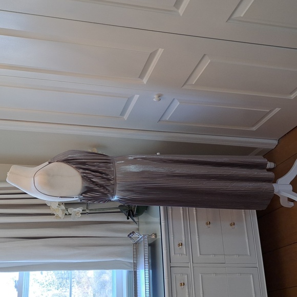 NWOT Banana Republic Womens Silver Metallic Pleated Midi Dress‎ Sz. 6 - Picture 5 of 8